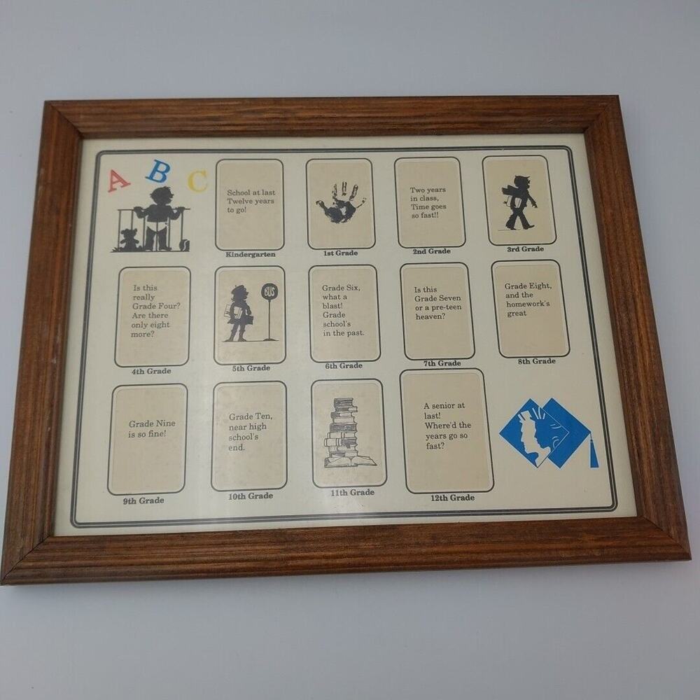 VTG SCHOOL DAYS K-12 Wood Picture Frame ABC Wallet Size Photo